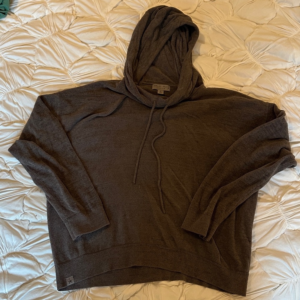 SET Barefoot Dreams Funnel Neck Hooded Pullover AND pants - Mineral - Picture 2 of 6